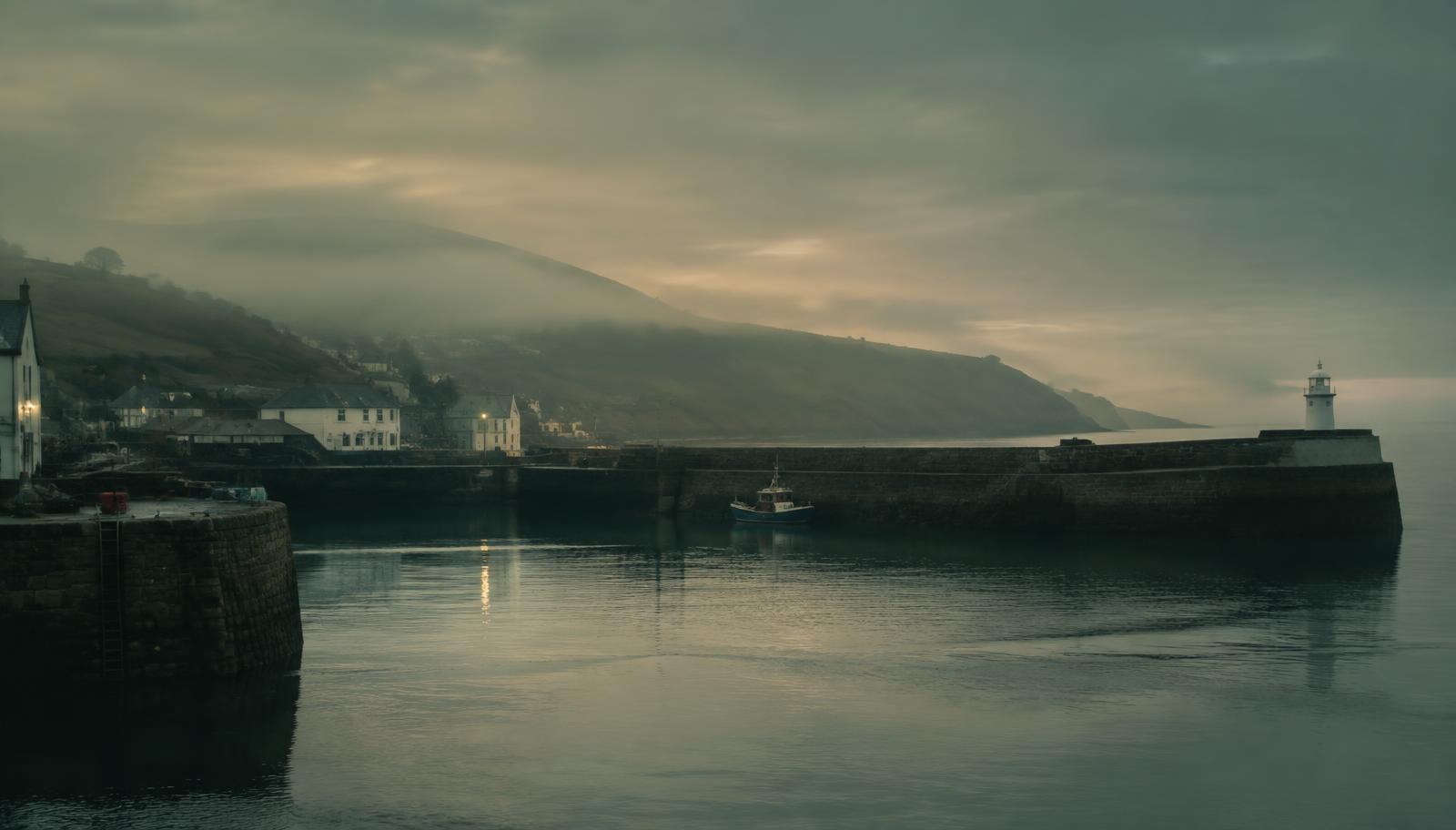 Greystones harbour, County Wicklow, at dusk
